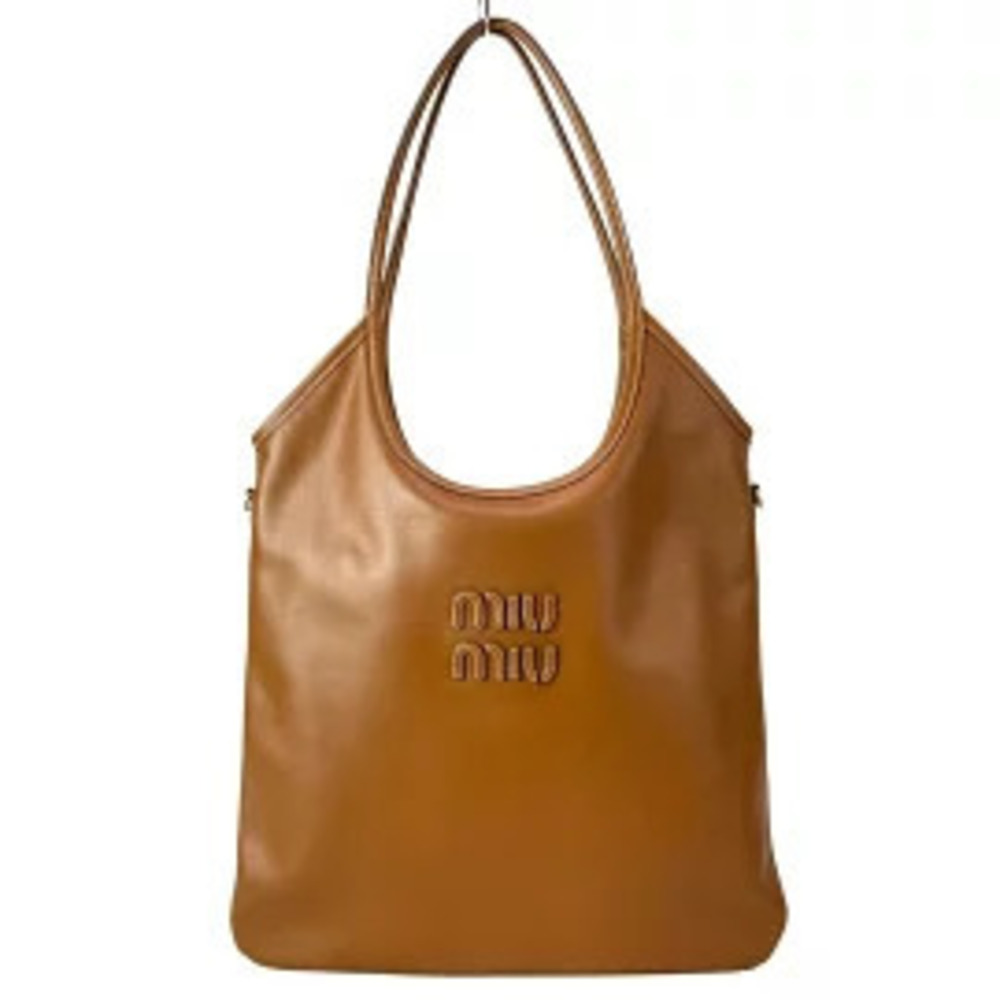 Miu Miu Ivy Tote Bag Brown Leather